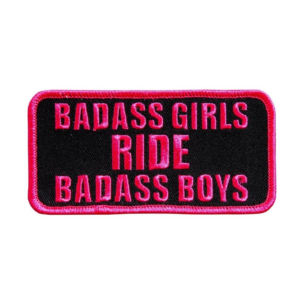 Badass Girls Ride Badass Boys - Iron-On/Sew-On Embroidered Rayon Patch - 4" x 2"